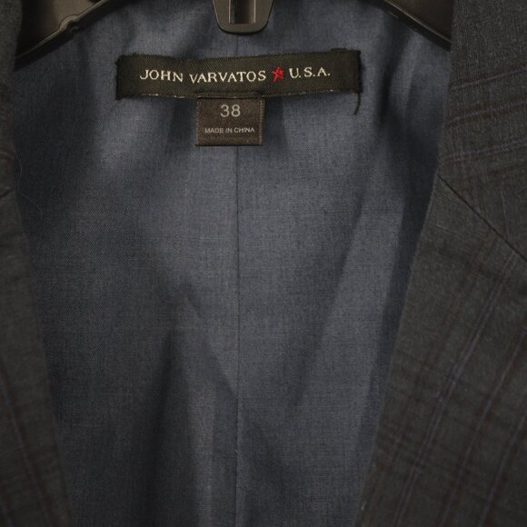 John Varvatos Vest Men 38 Linen Cotton Plaid Sleeveless Collared Waistcoat gilet - Picture 3 of 14